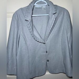 Alfred Dunner Women’s Blazer Jacket Gray‎ 3-Button Gray Trim Notch Collar 16P